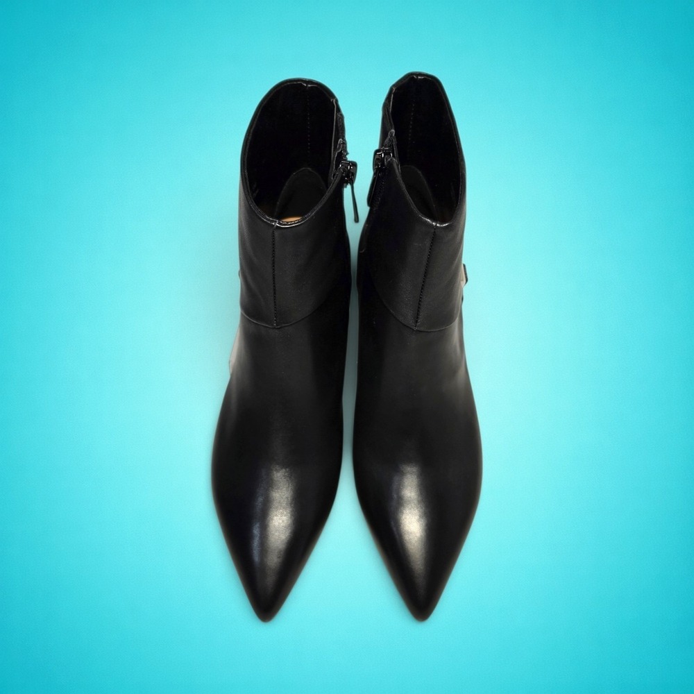 Donald Pliner Cindia black nappa leather pointed-toe kitten-heel ankle boots, 5M - Picture 4 of 10